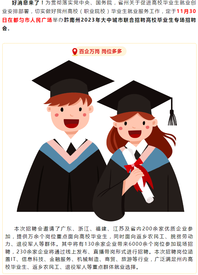 黔南州2023年大中城市联合招聘高校毕业生专场招聘会将于11月30日举行1.png